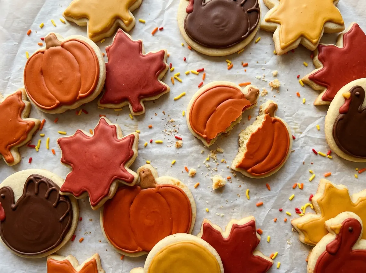 Thanksgiving Sugar Cookies with glossy fall icing