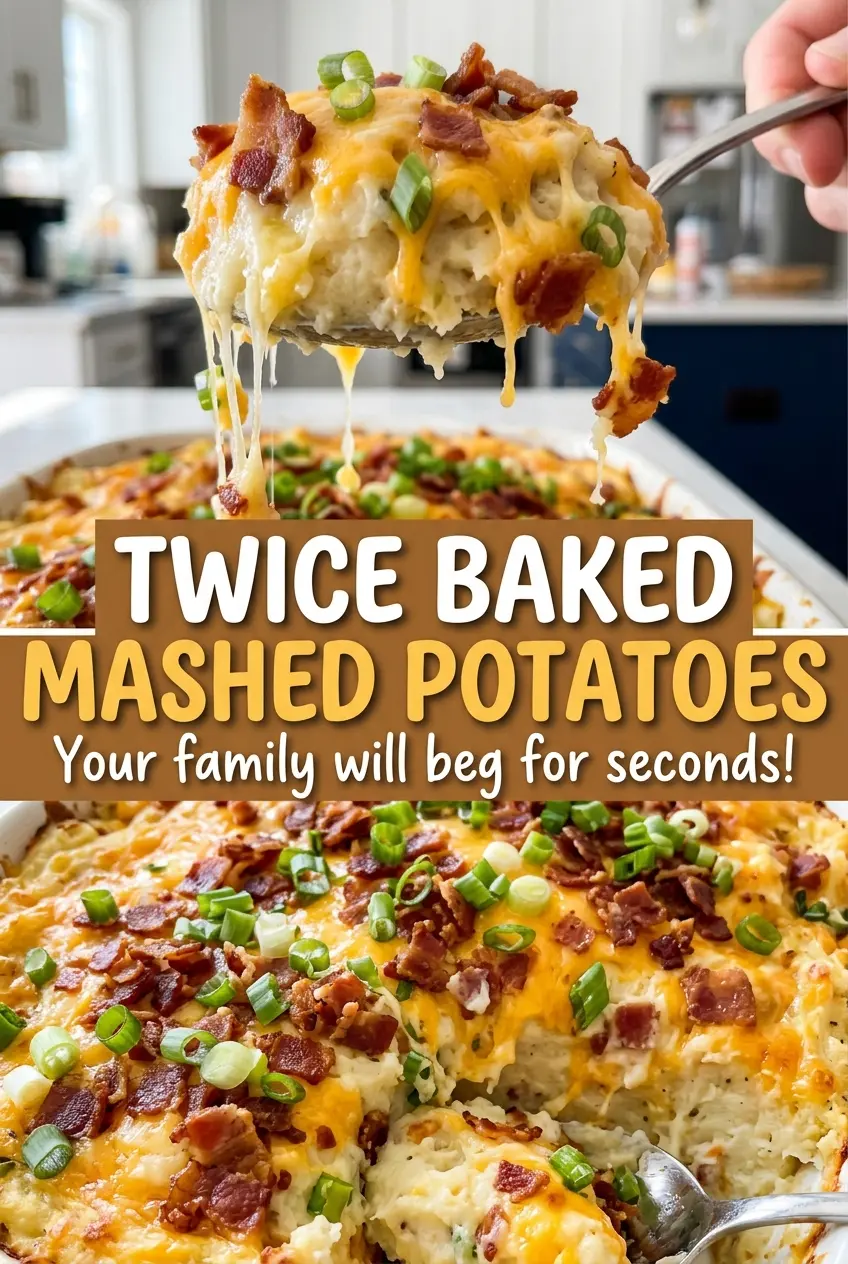 Twice Baked Mashed Potatoes creamy cheesy finish