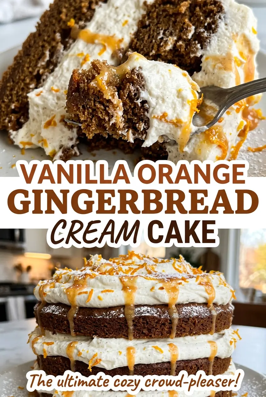 Vanilla Orange Gingerbread Cream Cake with orange cream