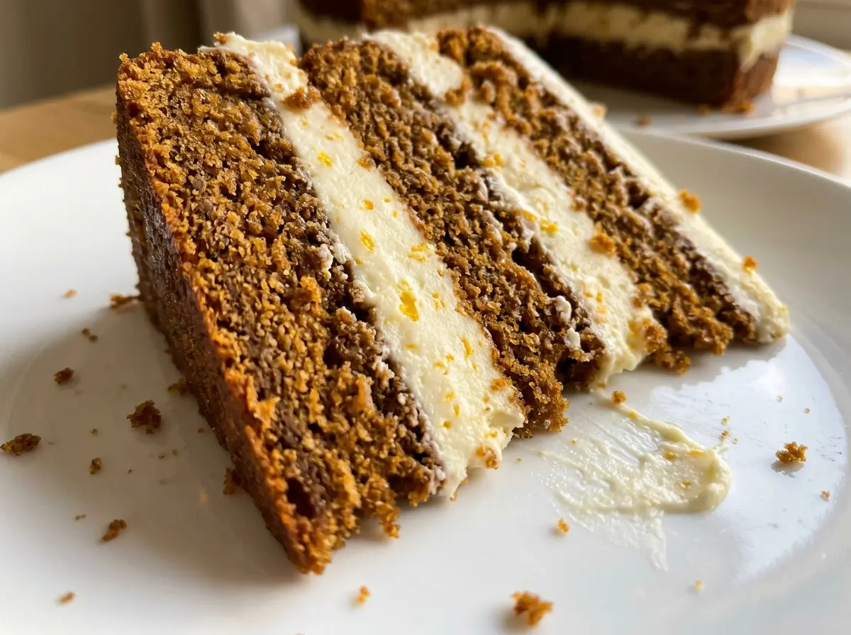 Vanilla Orange Gingerbread Cream Cake with spiced layers