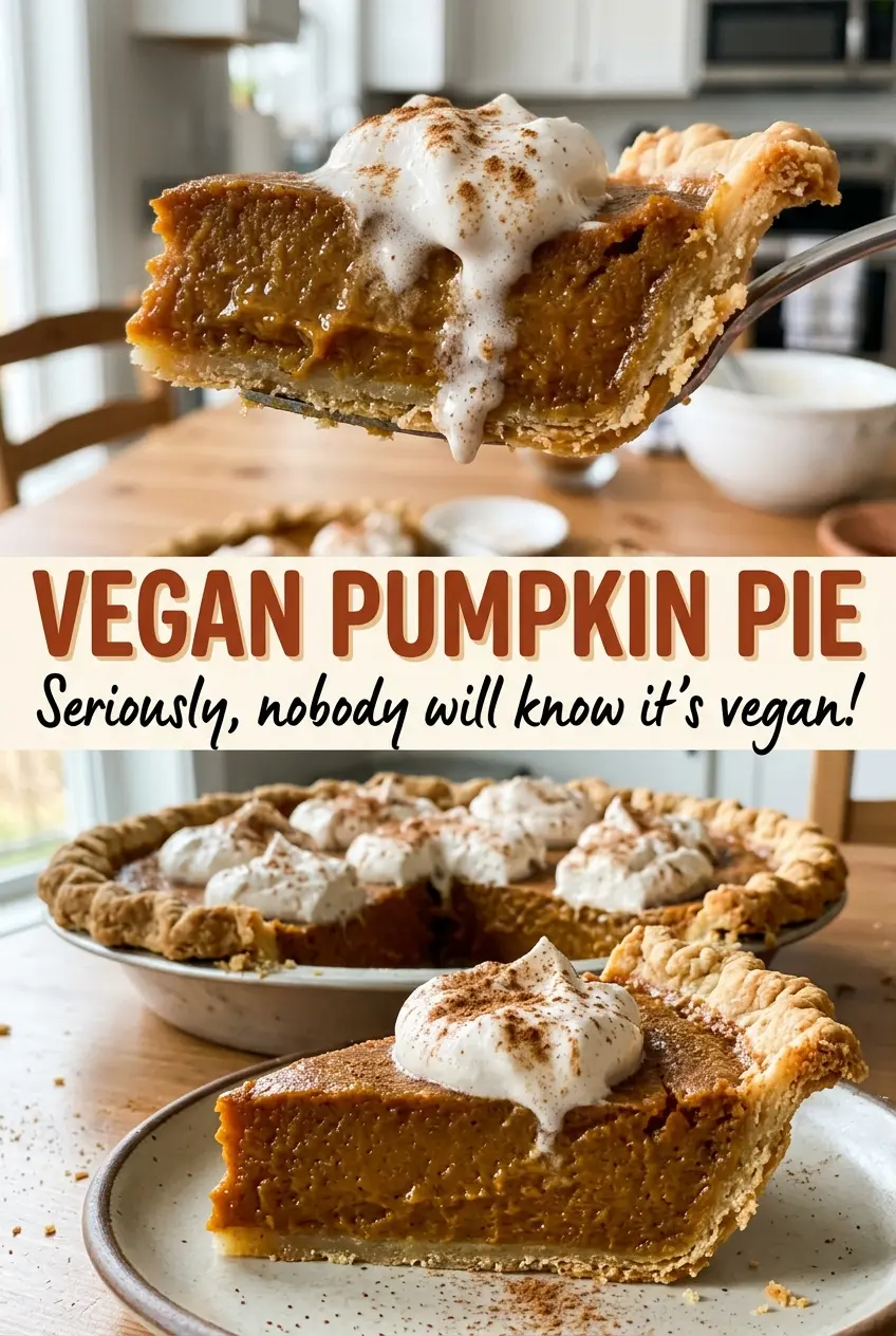 Vegan Pumpkin Pie with smooth cinnamon filling