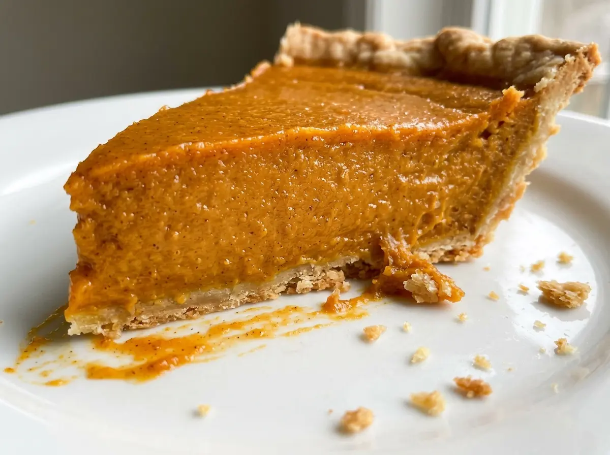 Vegan Pumpkin Pie with creamy spiced filling
