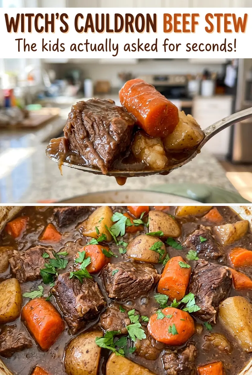 Witchs Cauldron Beef Stew with root vegetables